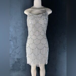 Elegant Beaded Halter Dress by Mandalay